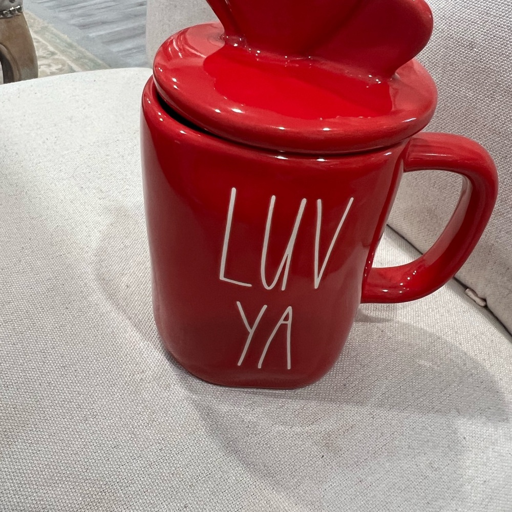 Rae Dunn Red Mug with Heart Lid